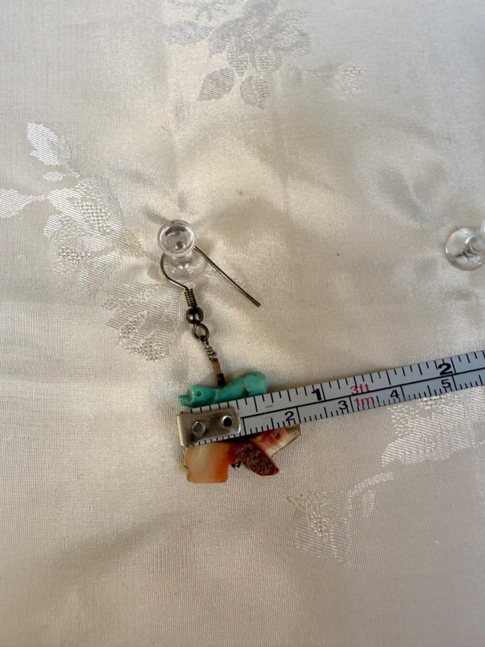 Vintage Mother-Of-Pearl & Turquoise Animal Beaded Earrings & Bracelet Set - Picture 11 of 12